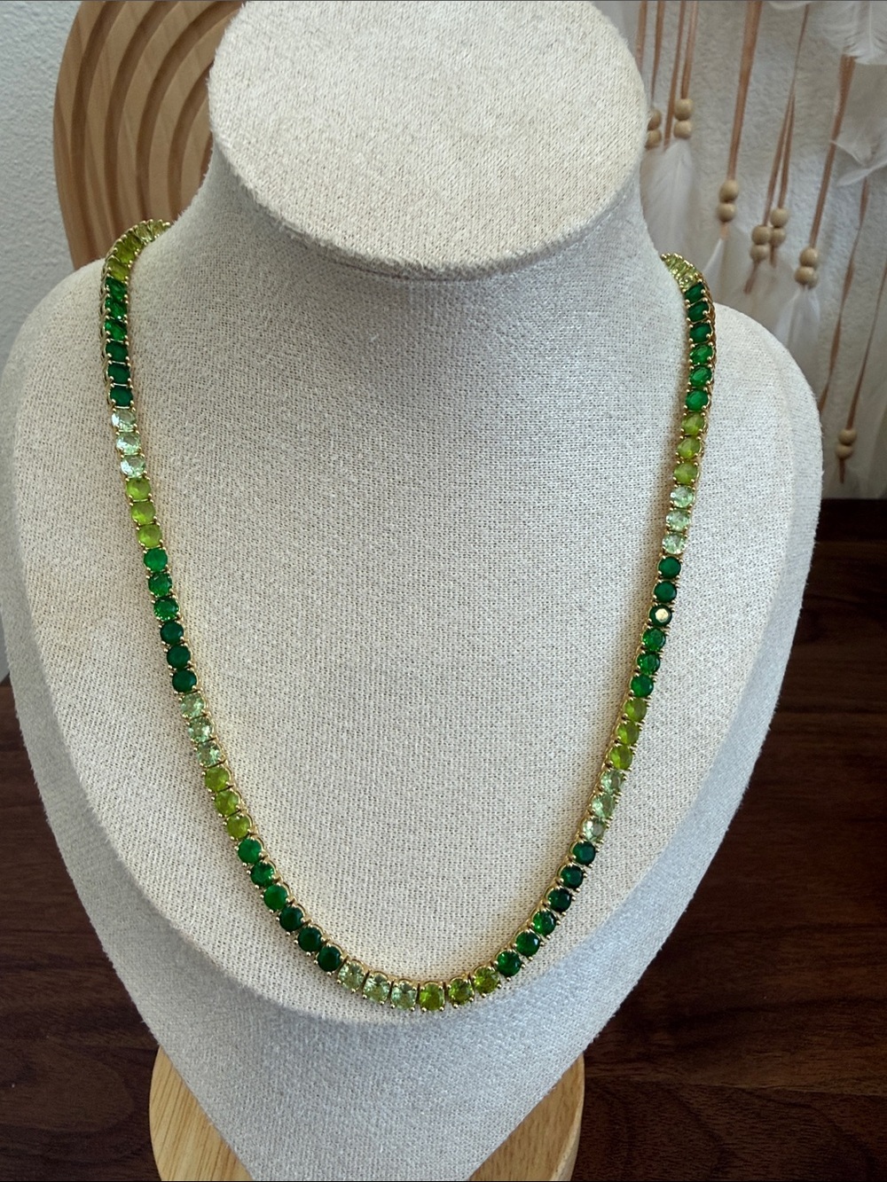 Hespera Green Gradient Tennis Necklace - Elegant Women's Jewelry